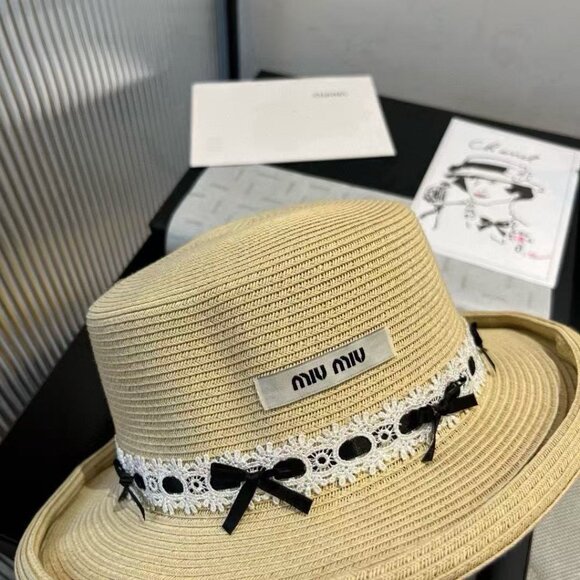 miu miu new flat top straw hat - Picture 4 of 8